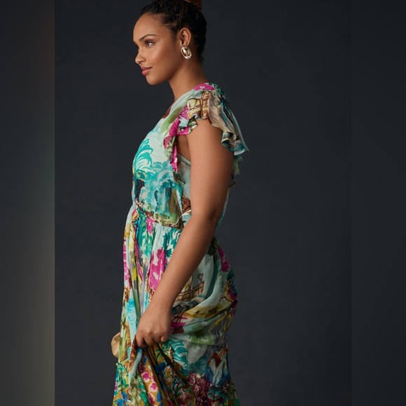 Anthropologie V-Neck Flutter-Sleeve Dress - Picture 2 of 6